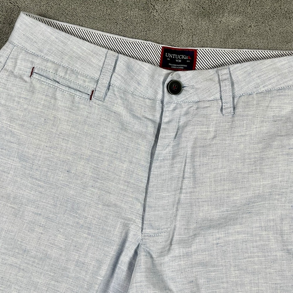 UNTUCKit Shorts Mens 30 Blue St. Julien Linen Blend Chino 9 Inseam Casual Summer